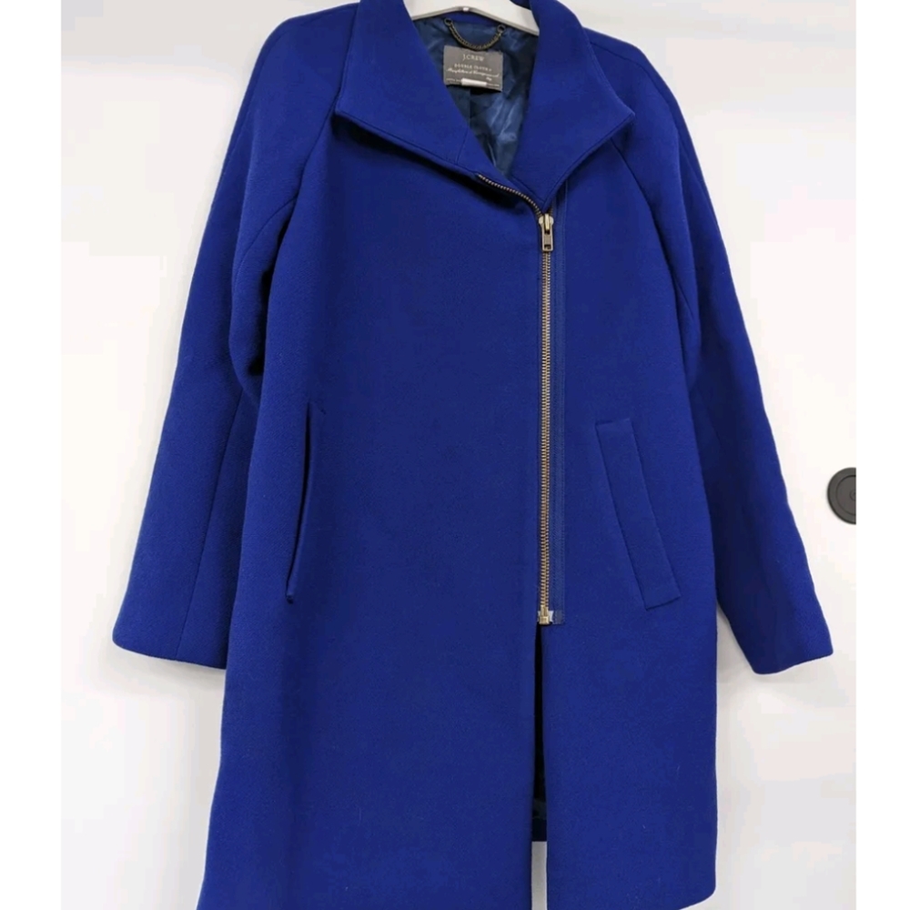 J Crew Double Cloth By Manifaturra De Carmignano Italy Size 4 Blue Asymmetrical